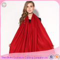 China 2017 winter women newly pure red color solid style knit wool shawls